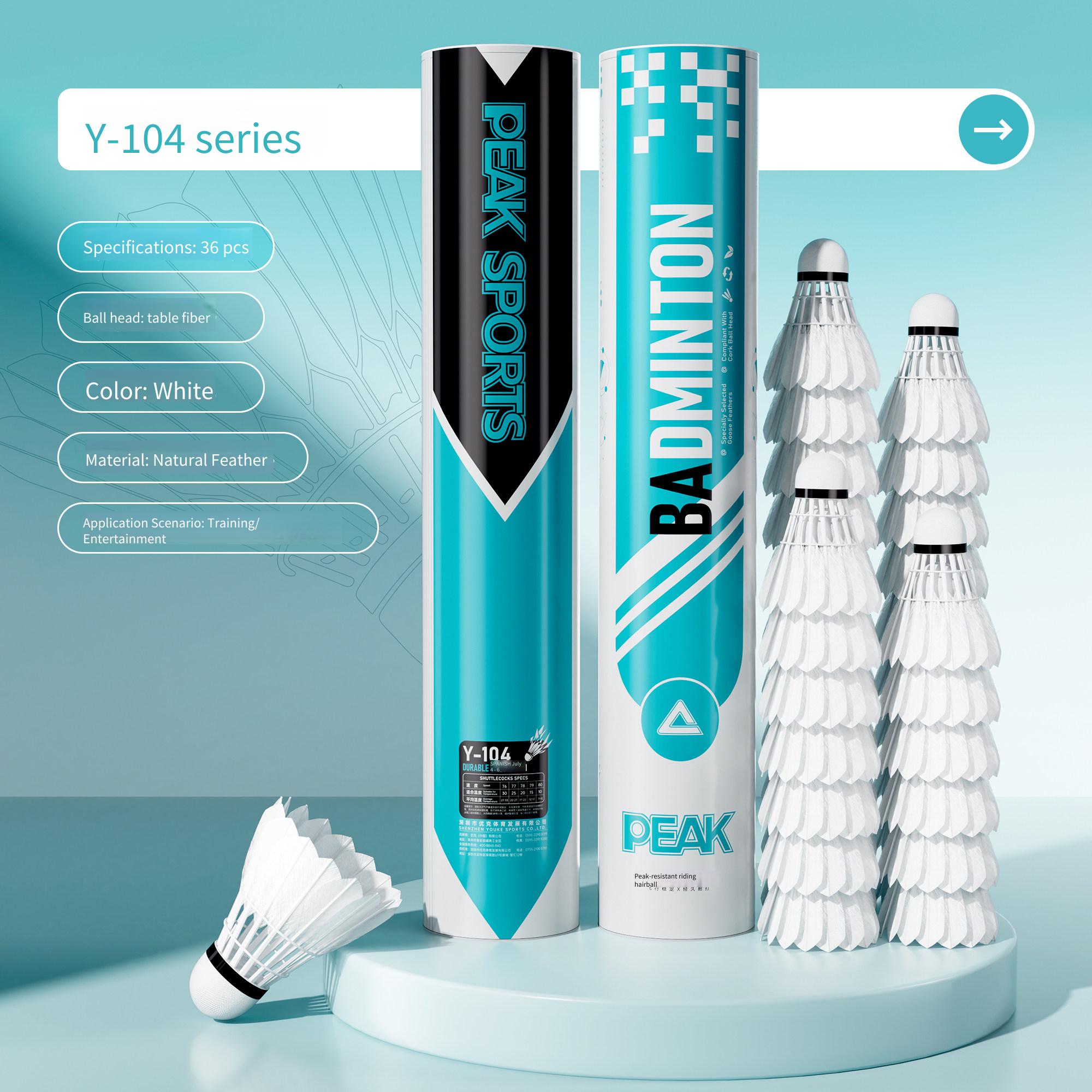 Feather Shuttlecock - PEAK Gänsefeder-Badmintonbälle Offiziell Langlebig 12er-Pack Professioneller
