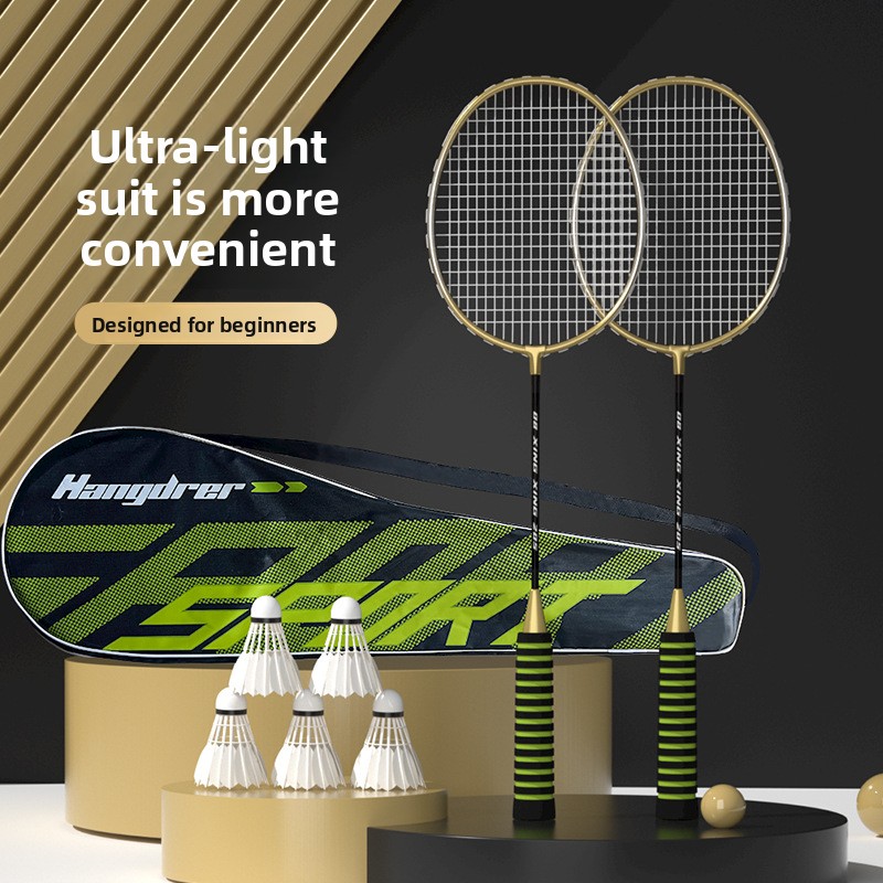 Badminton Racket Carbon - Badminton-Schlägerset aus Eisenlegierung, langlebig, Doppelschläger für