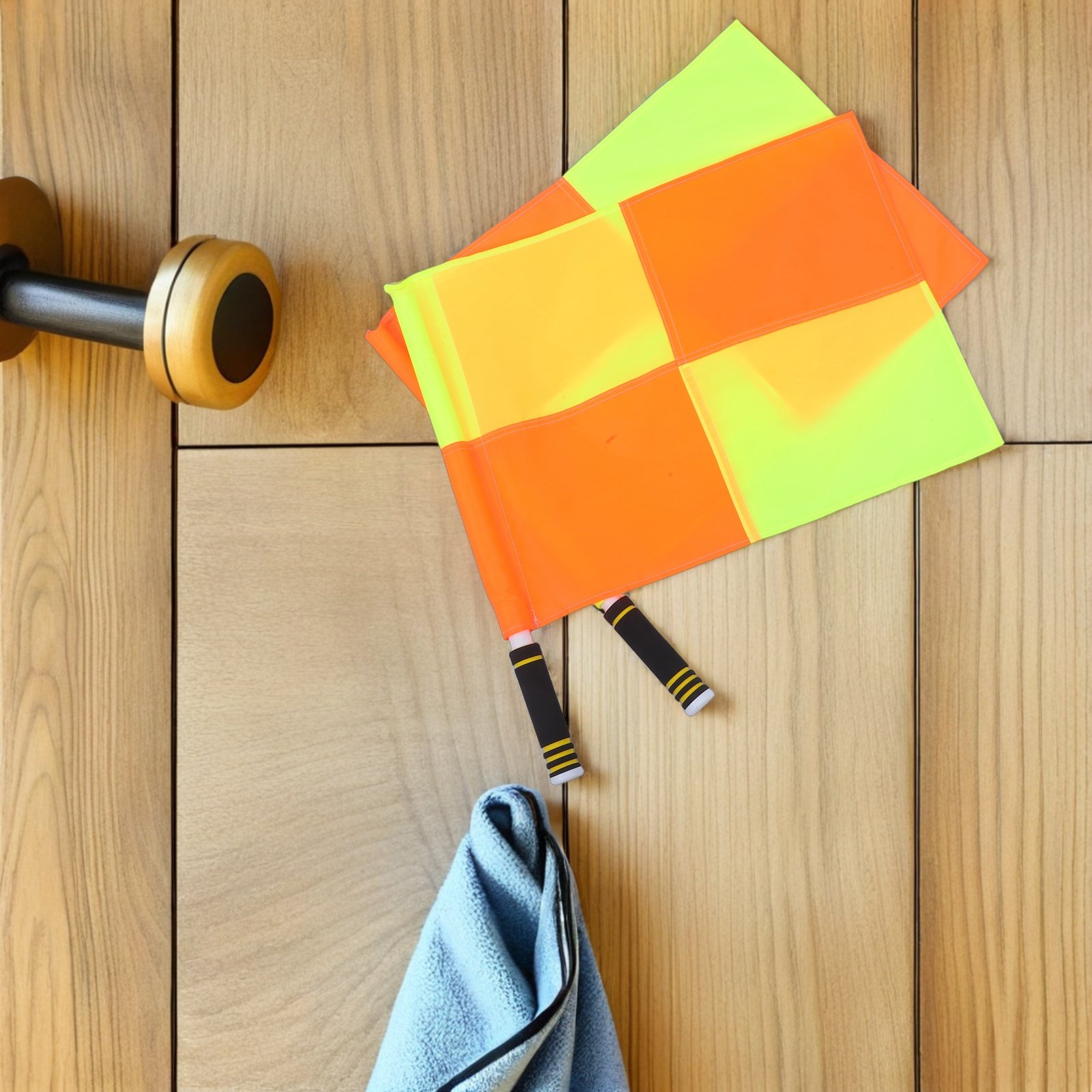Sports Grip - 2 Stück Schiedsrichter-Signalflaggen mit Schaumstoffgriff, rutschfester